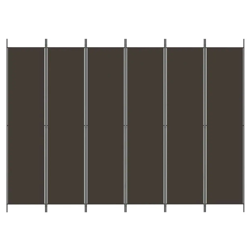 6-Panel Room Divider Brown 300x220 cm Fabric 350207