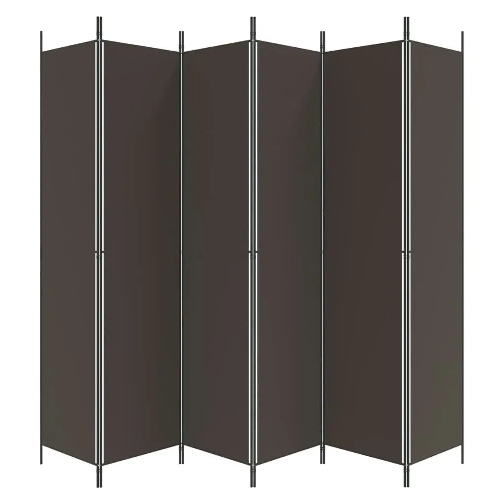 6-Panel Room Divider Brown 300x220 cm Fabric 350207