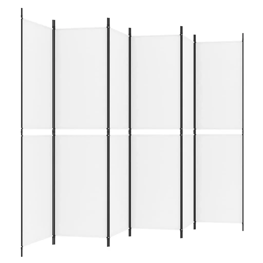 6-Panel Room Divider White 300x200 cm Fabric 350238