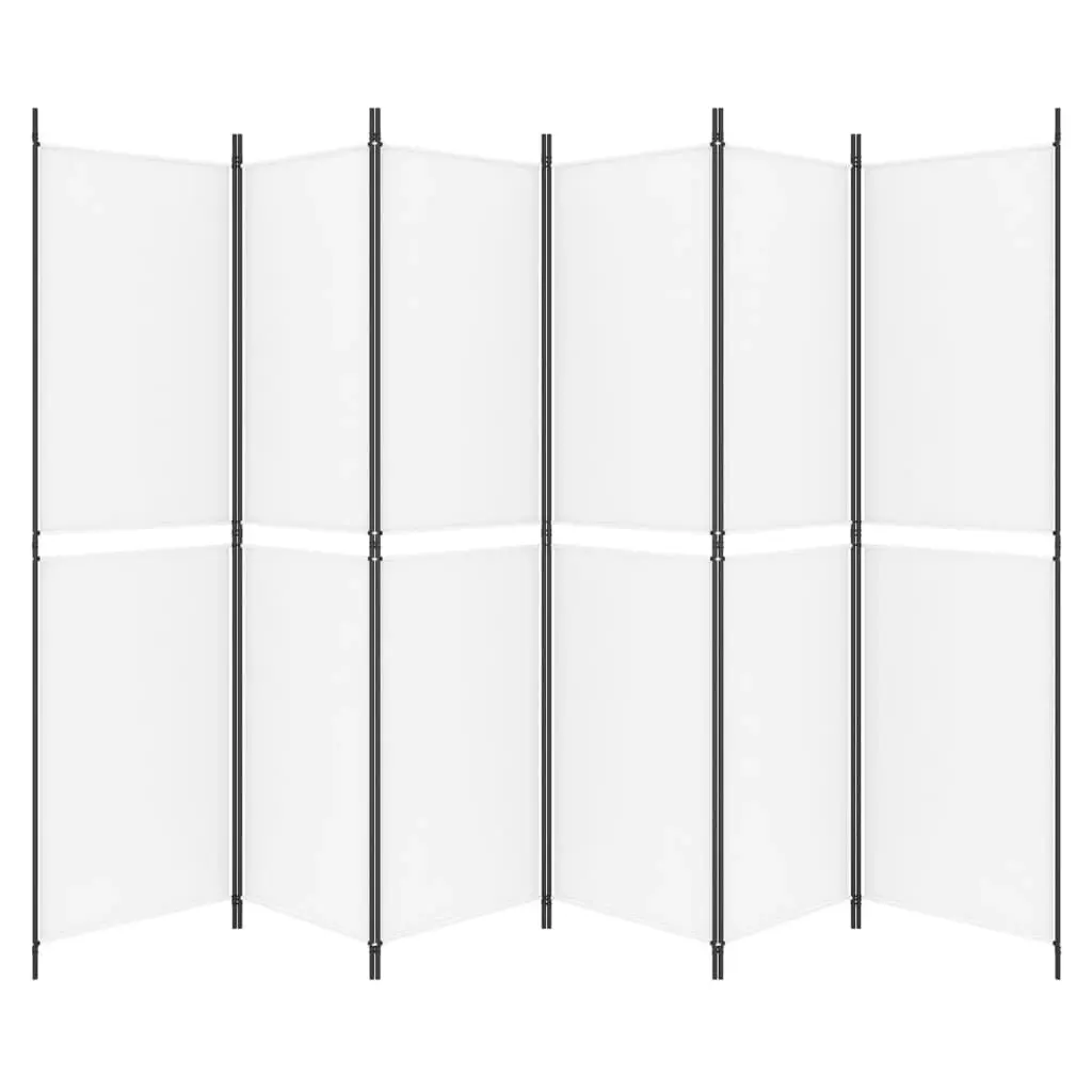 6-Panel Room Divider White 300x200 cm Fabric 350238