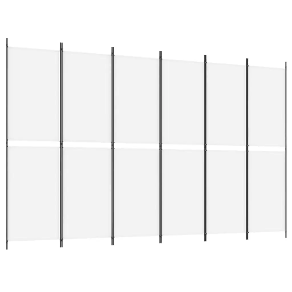 6-Panel Room Divider White 300x200 cm Fabric 350238