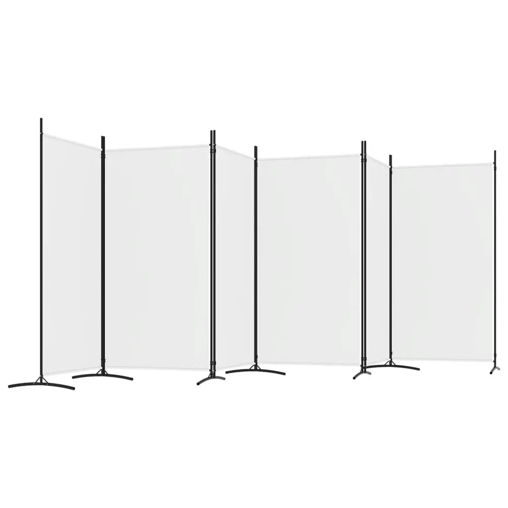 6-Panel Room Divider White 520x180 cm Fabric 350270