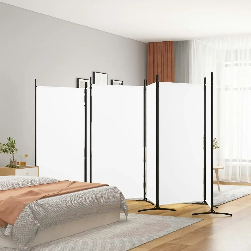 6-Panel Room Divider White 520x180 cm Fabric 350270