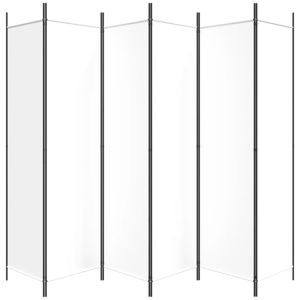 6-Panel Room Divider White 300x200 cm Fabric 350190