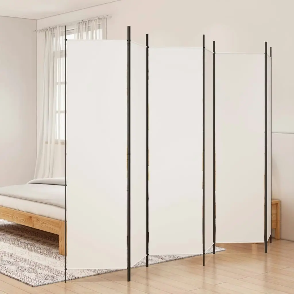 6-Panel Room Divider White 300x200 cm Fabric 350190