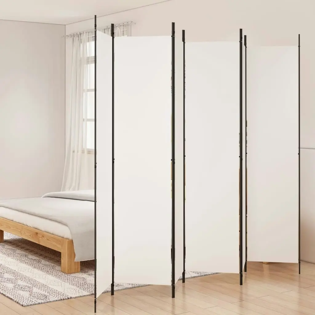 6-Panel Room Divider White 300x220 cm Fabric 350206