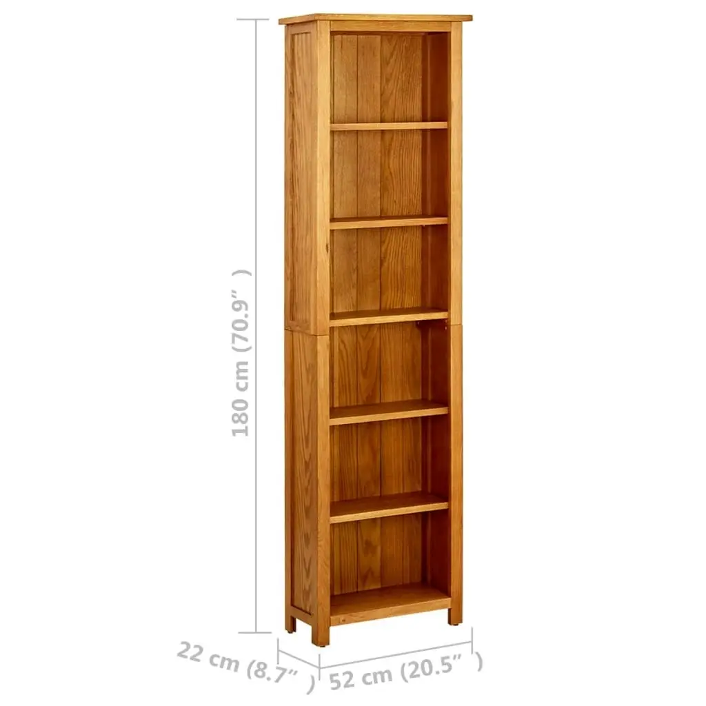 6-Tier Bookcase 52x22x180 cm Solid Oak Wood 331742