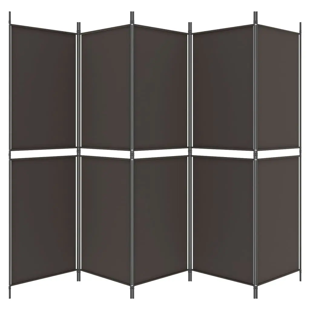 5-Panel Room Divider Brown 250x180 cm Fabric 350219