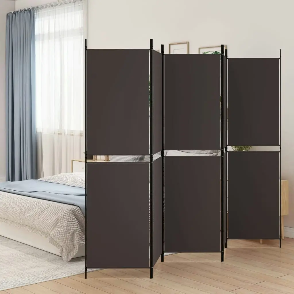 5-Panel Room Divider Brown 250x180 cm Fabric 350219