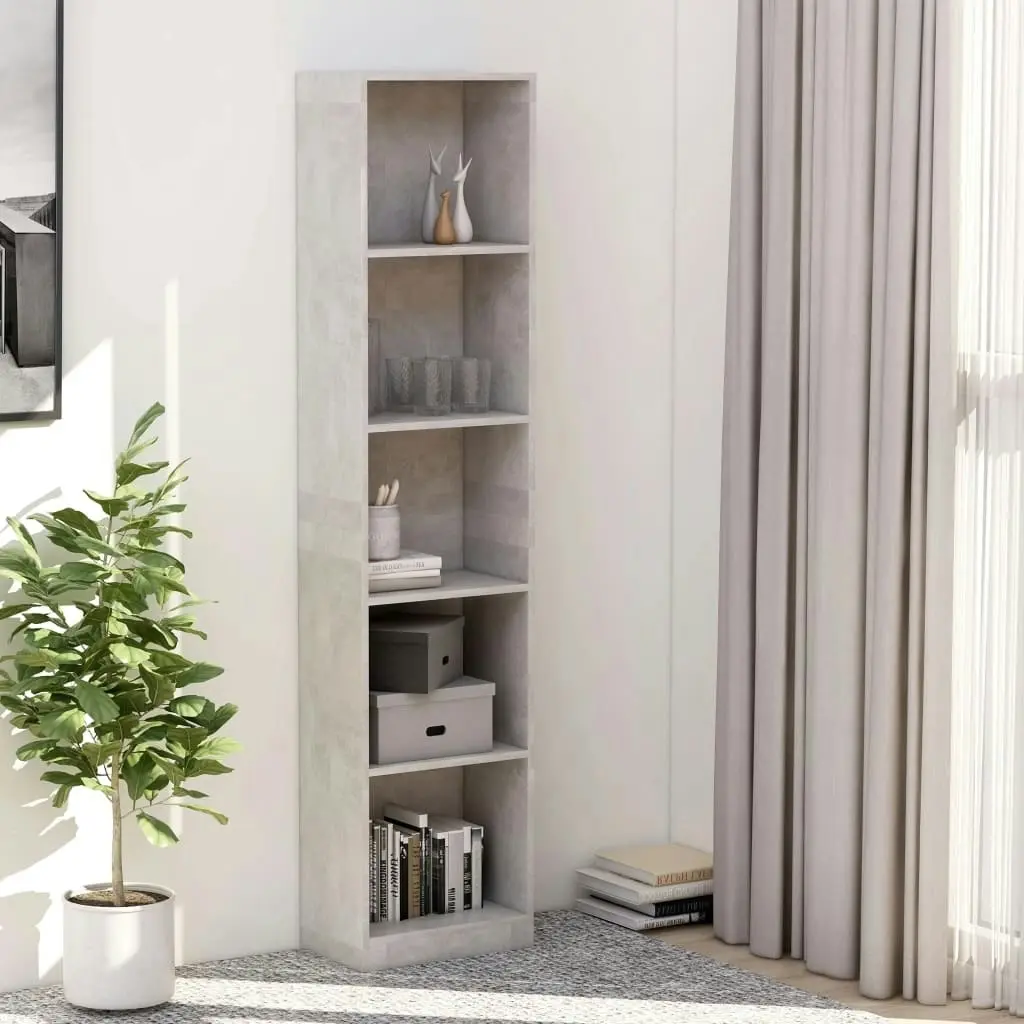 5-Tier Book Cabinet Concrete Grey 40x24x175 cm Engineered Wood 800850