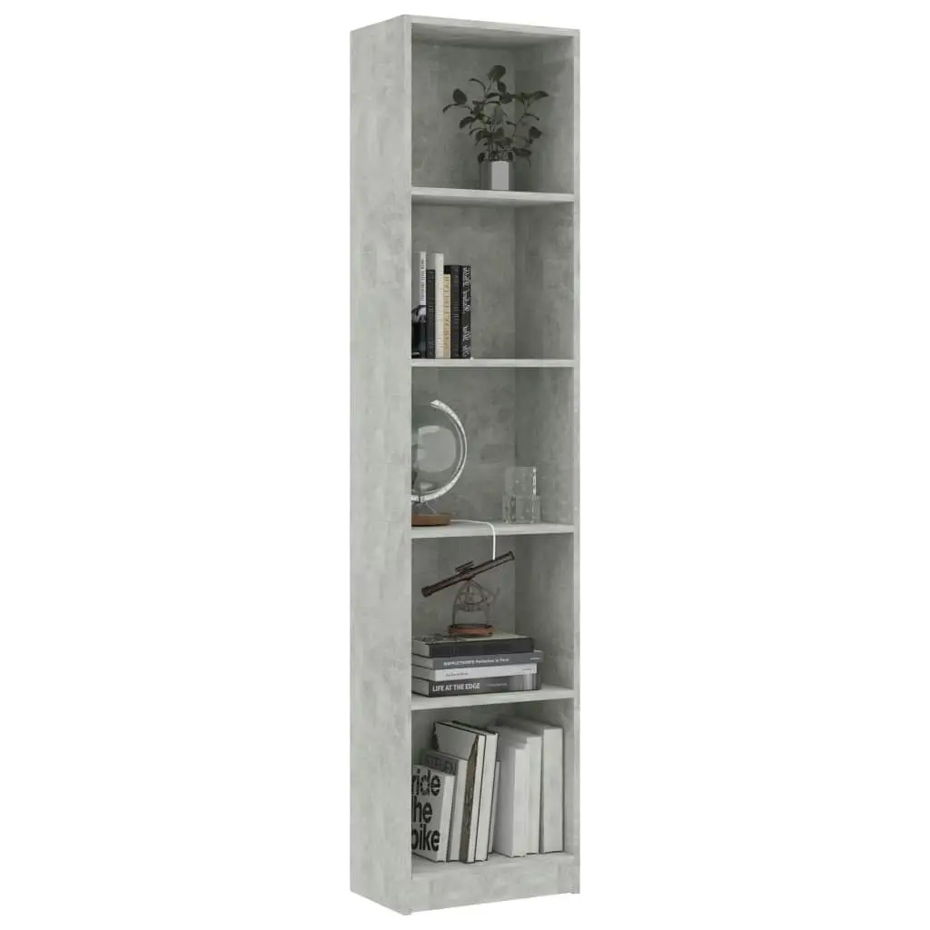 5-Tier Book Cabinet Concrete Grey 40x24x175 cm Engineered Wood 800850