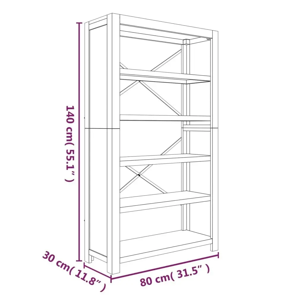 5-Tier Bookcase 80x30x140 cm Solid Wood Acacia 345084