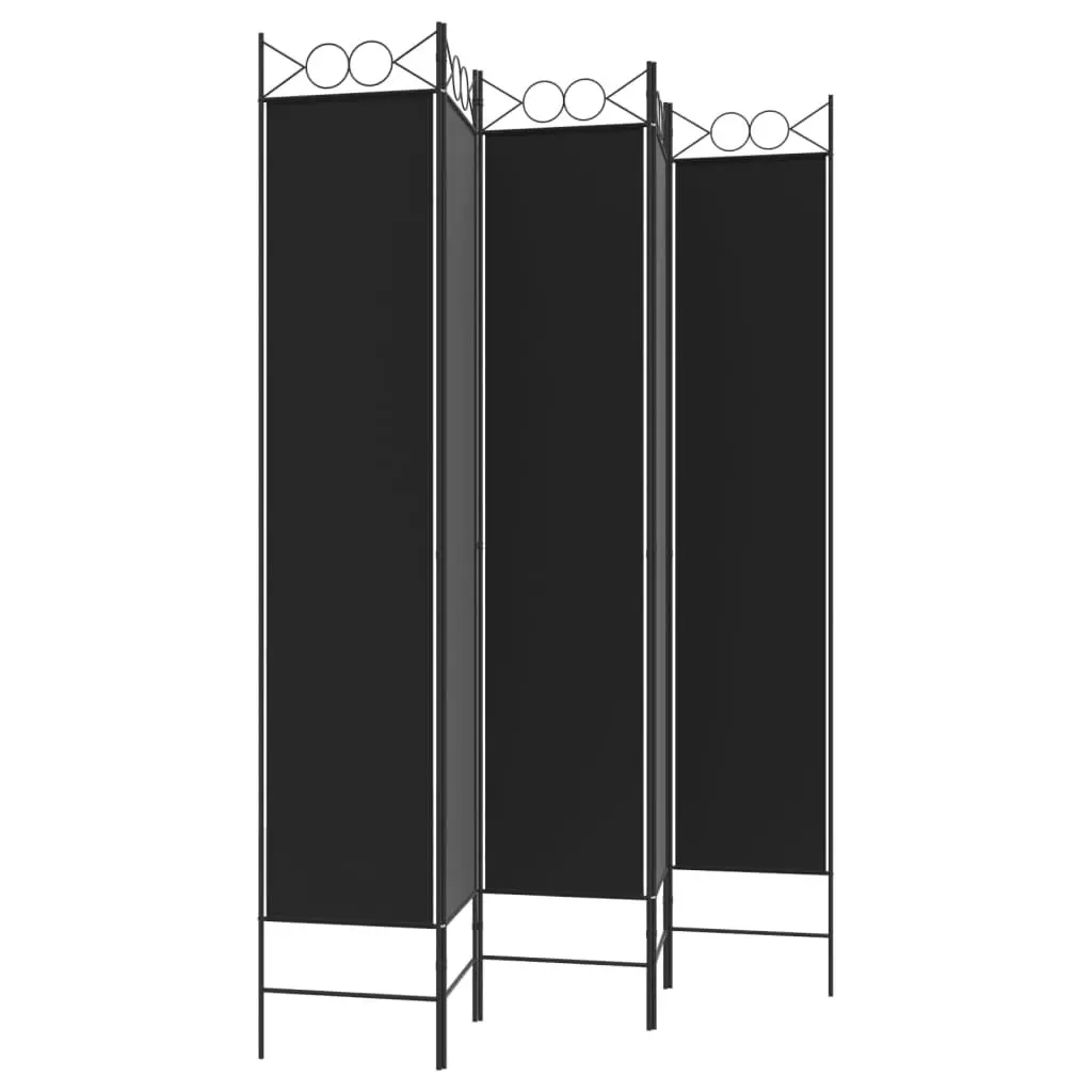 5-Panel Room Divider Black 200x220 cm Fabric 350173