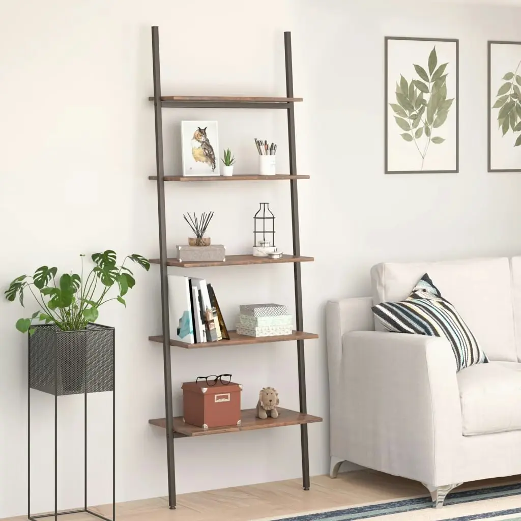 5-Tier Leaning Shelf Dark Brown and Black 64x34x185.5 cm 336377