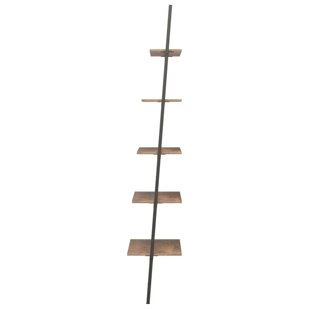 5-Tier Leaning Shelf Dark Brown and Black 64x34x185.5 cm 336377