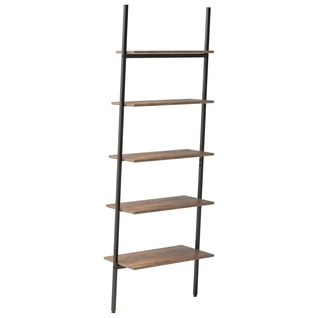 5-Tier Leaning Shelf Dark Brown and Black 64x34x185.5 cm 336377