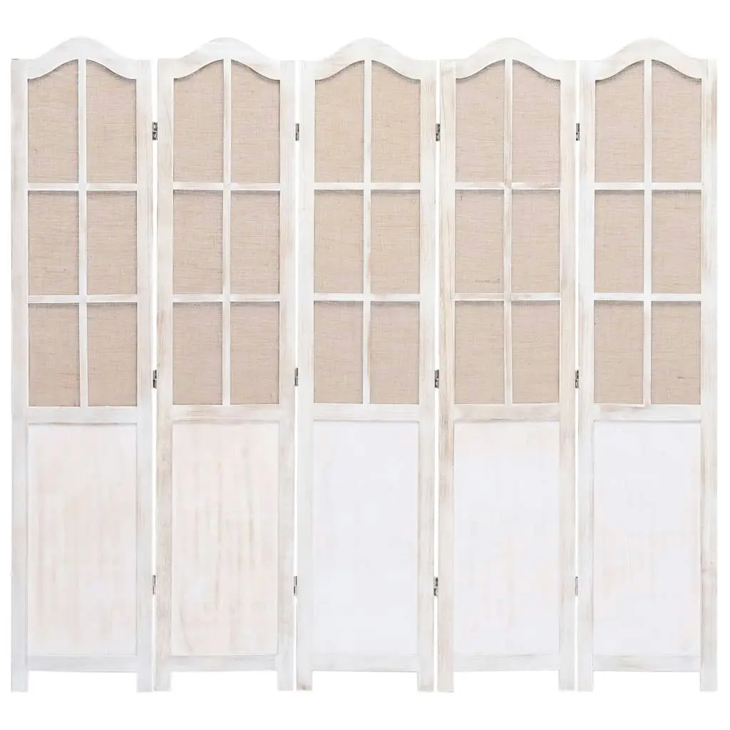 5-Panel Room Divider White 175x165 cm Fabric 284221