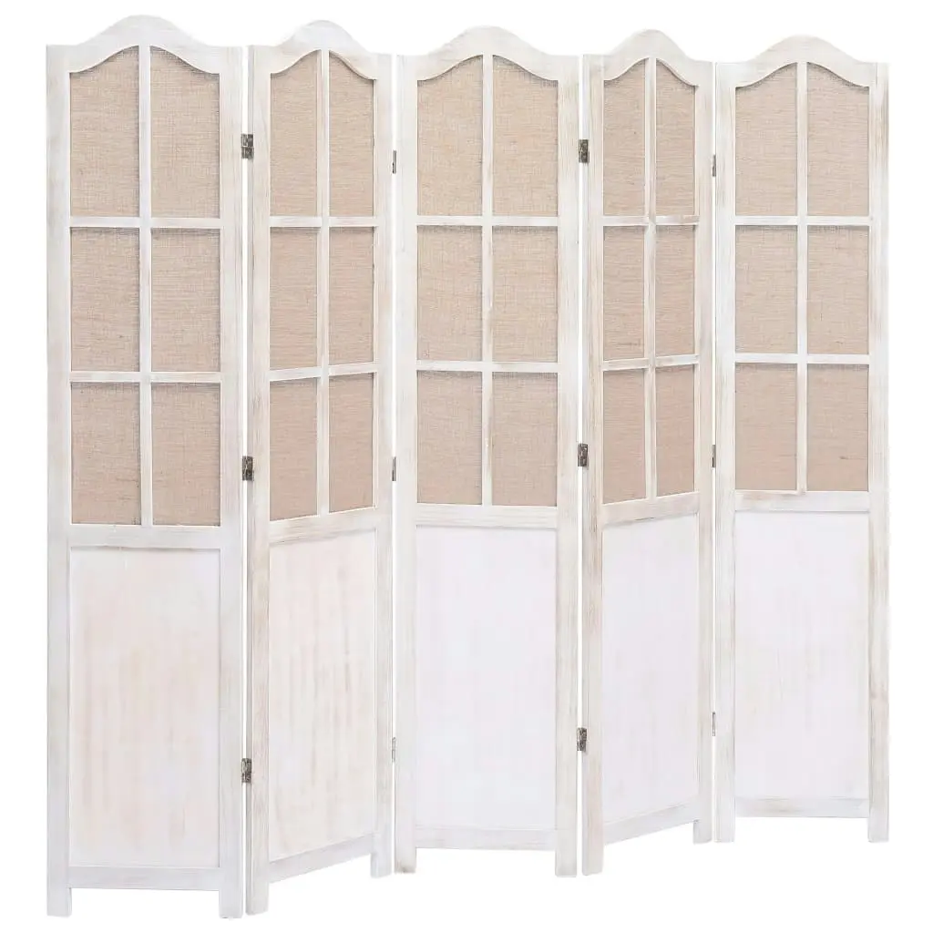 5-Panel Room Divider White 175x165 cm Fabric 284221