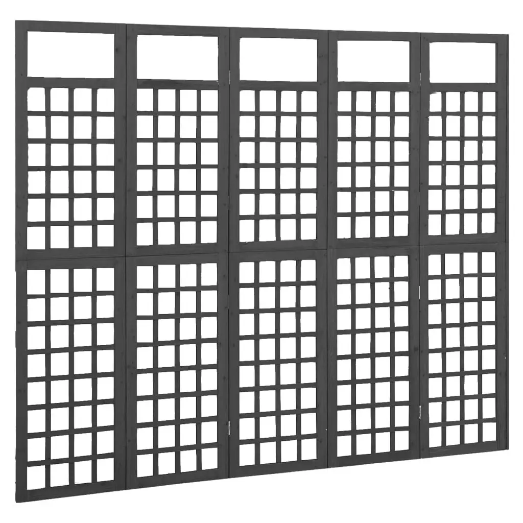 5-Panel Room Divider/Trellis Solid Fir Wood Black 201.5x180 cm 316484