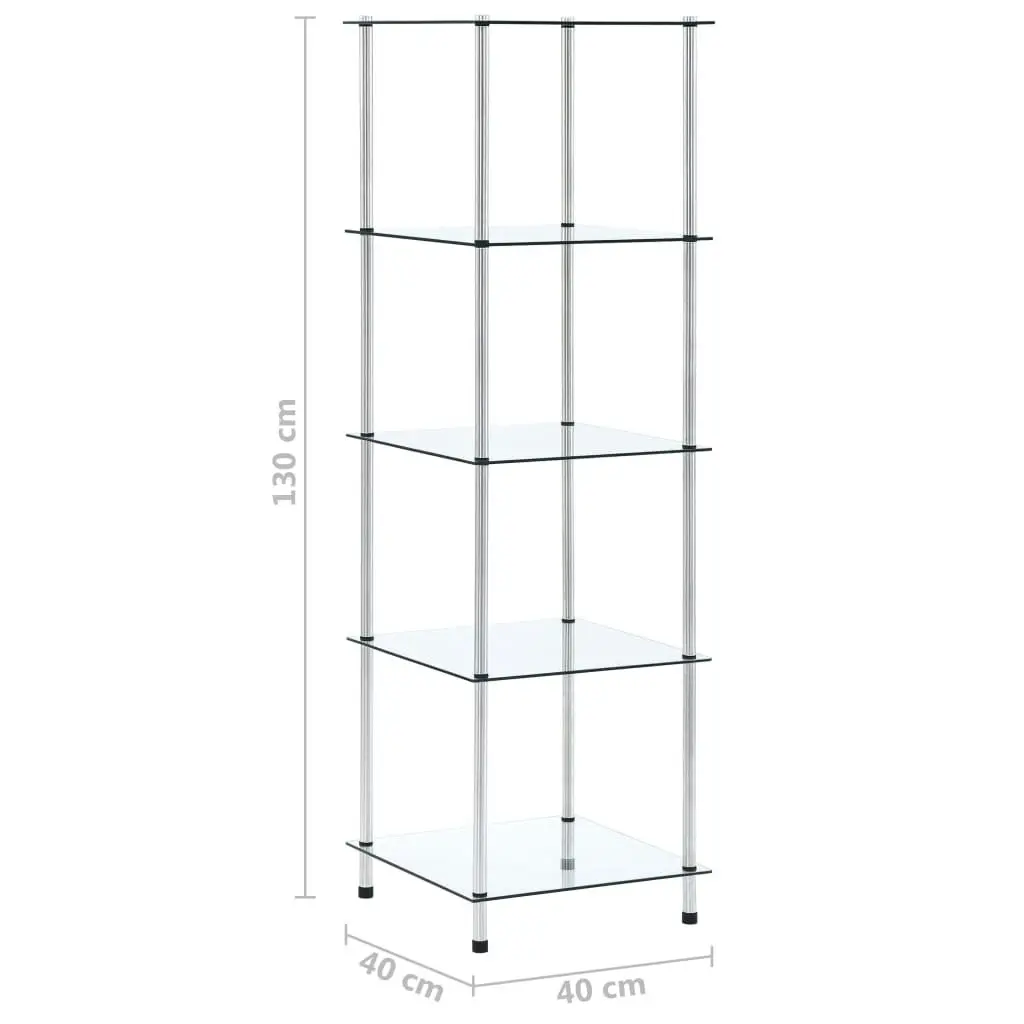 5-Tier Shelf Transparent 40x40x130 cm Tempered Glass 249506