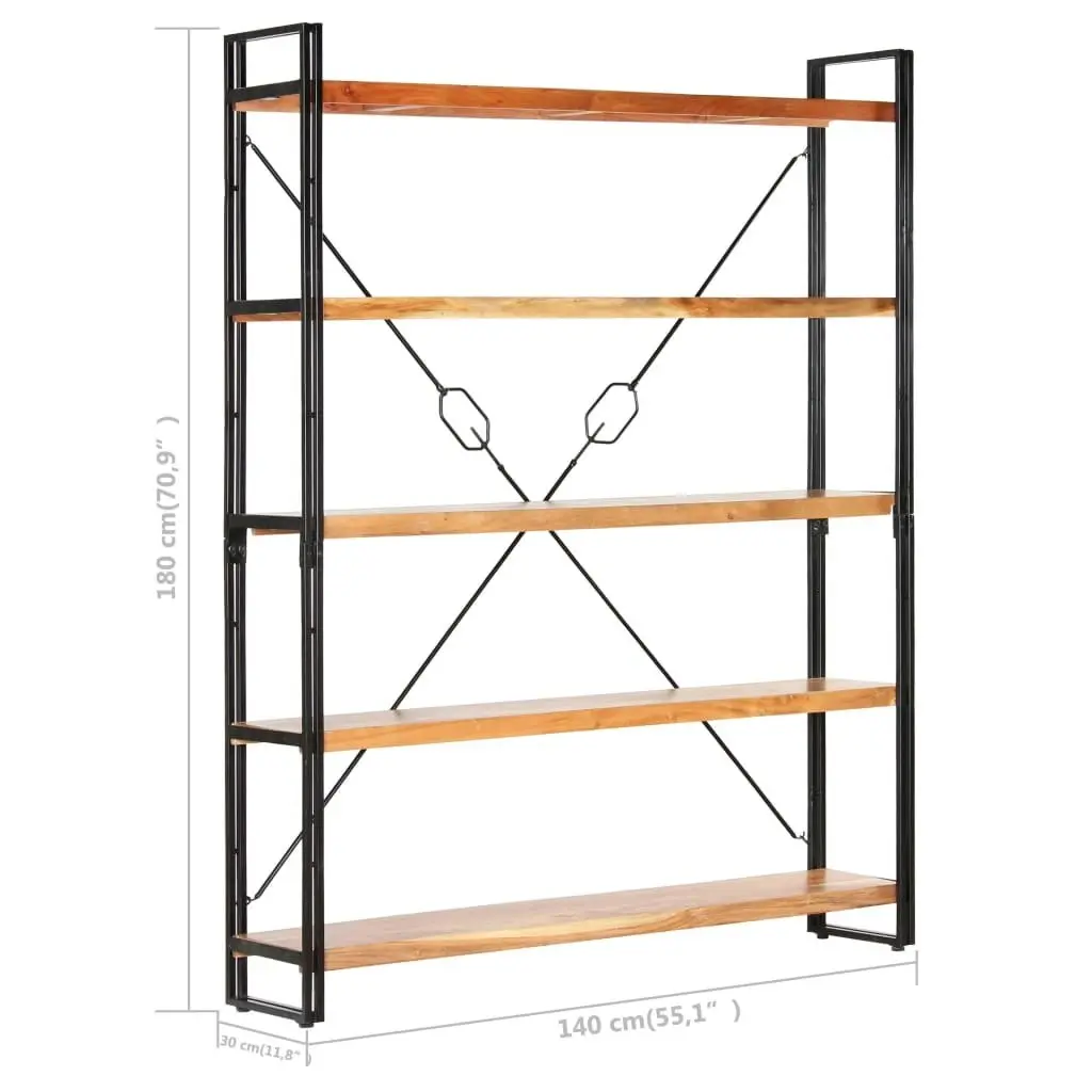 5-Tier Bookcase 140x30x180 cm Solid Acacia Wood 286586