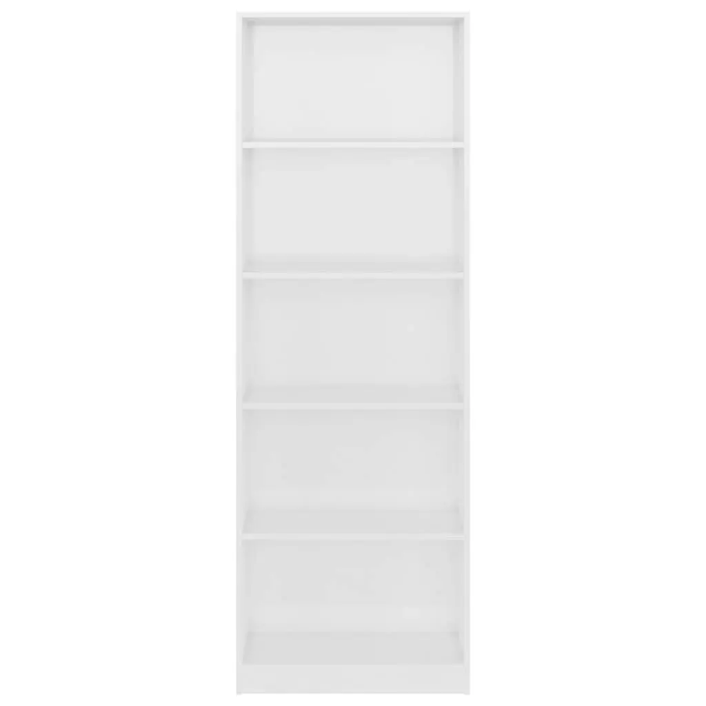 5-Tier Book Cabinet High Gloss White 60x24x175 cm Engineered Wood 800888