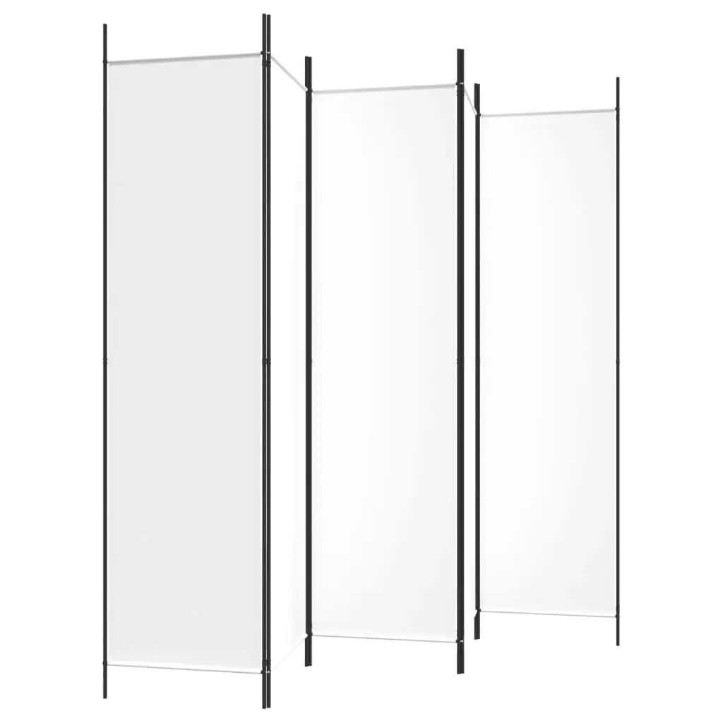 5-Panel Room Divider White 250x200 cm Fabric 350186