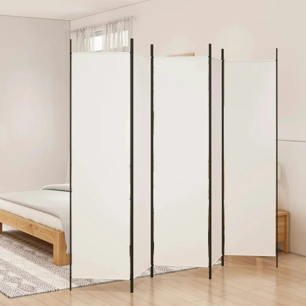 5-Panel Room Divider White 250x200 cm Fabric 350186