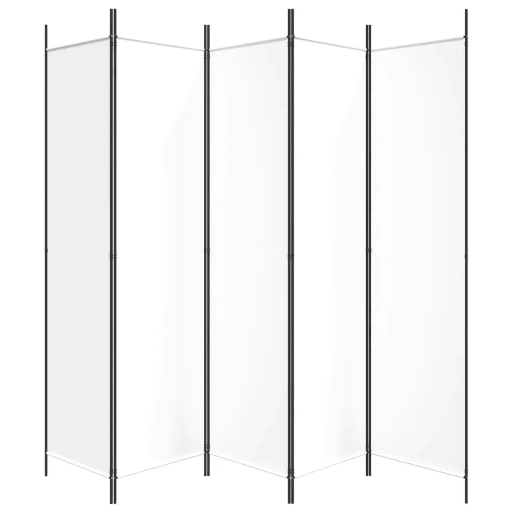 5-Panel Room Divider White 250x200 cm Fabric 350186