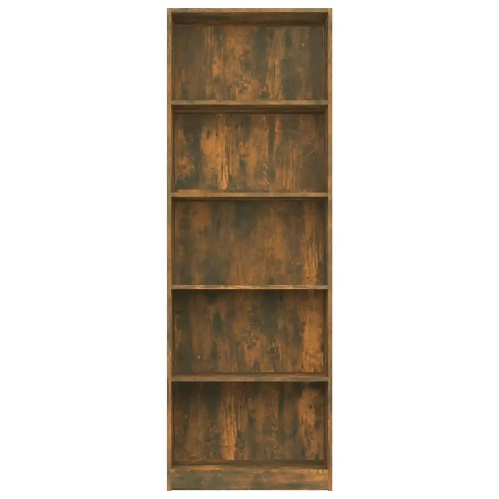 5-Tier Book Cabinet Smoked Oak 60x24x175 cm Engineered Wood 815432