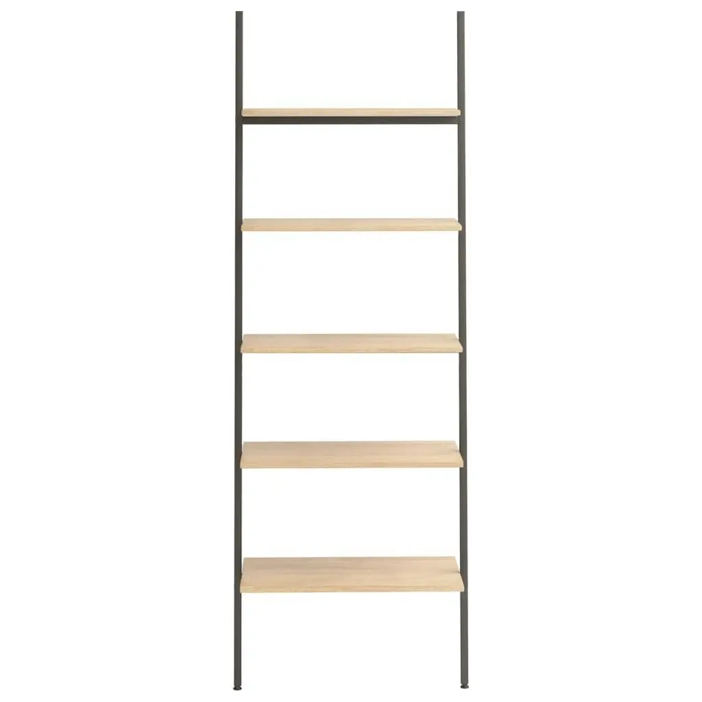 5-Tier Leaning Shelf Light Brown and Black 64x34x185.5 cm 336376