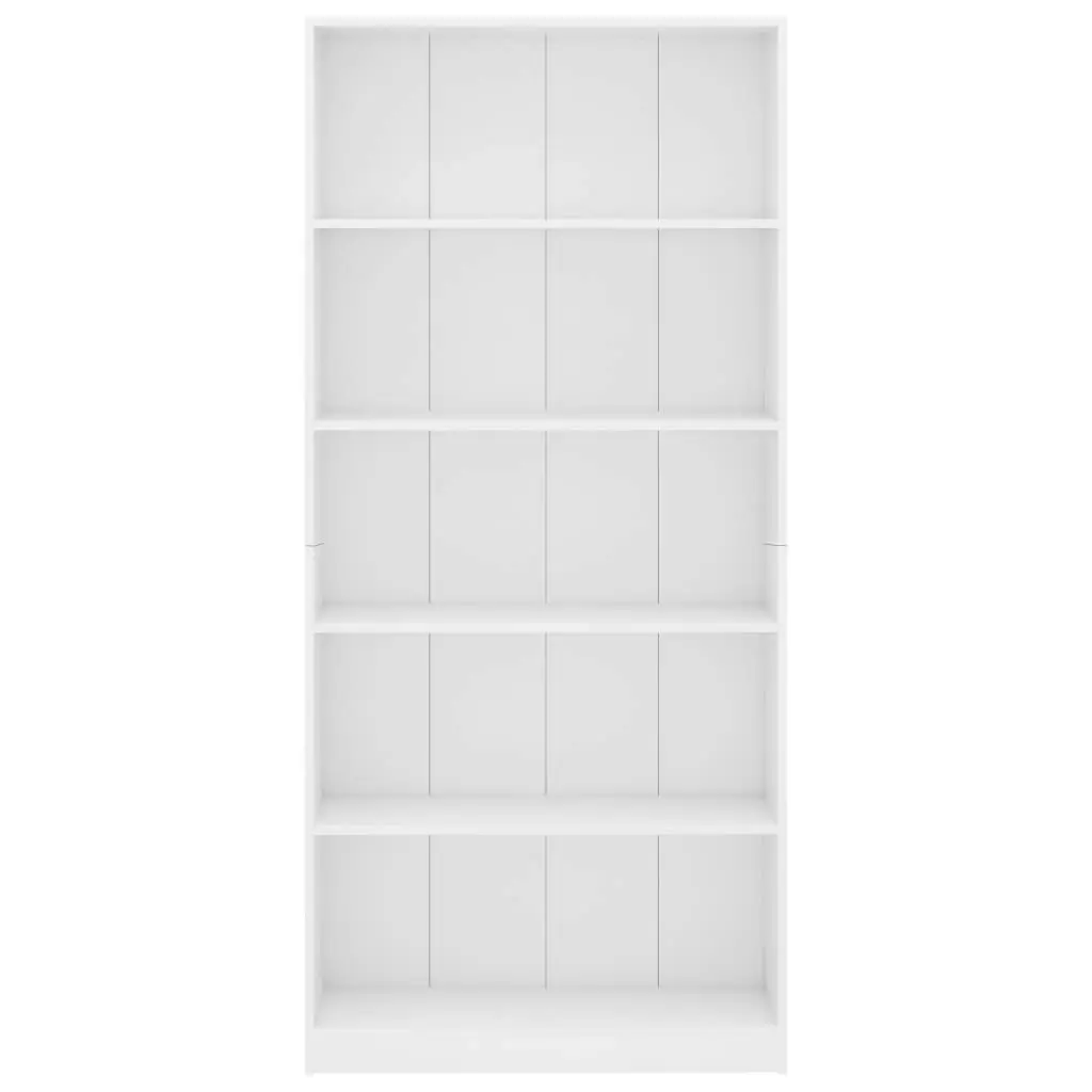 5-Tier Book Cabinet White 80x24x175 cm Engineered Wood 800918