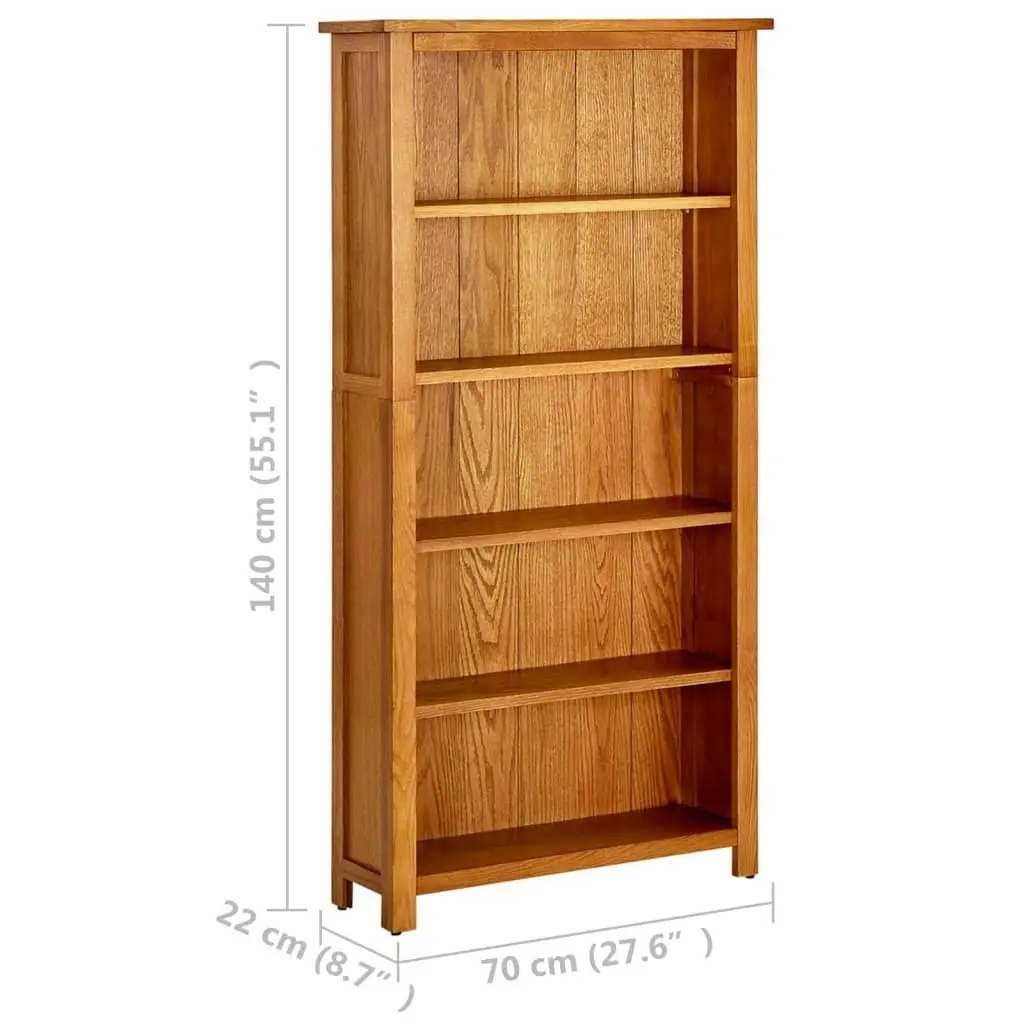 5-Tier Bookcase 70x22x140 cm Solid Oak Wood 331736