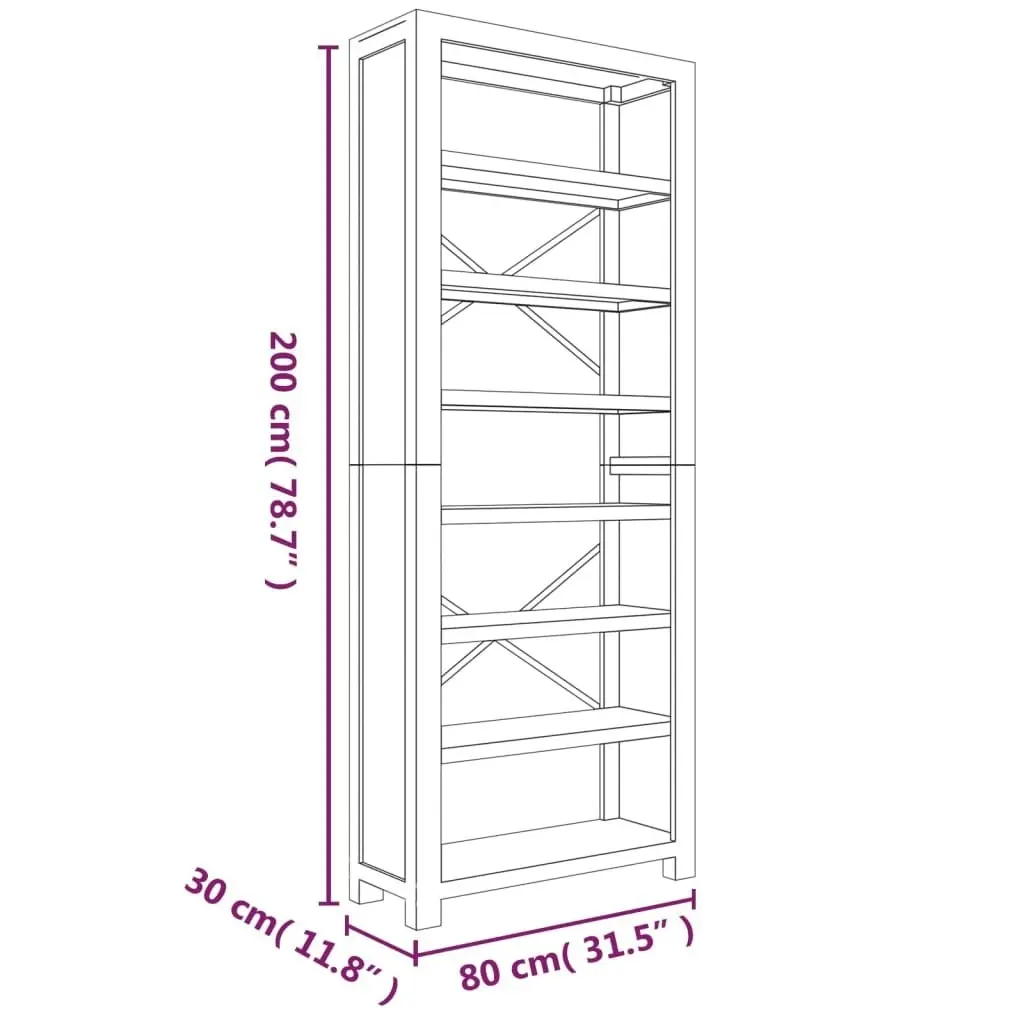 7-Tier Bookcase 80x30x200 cm Solid Wood Acacia 345082