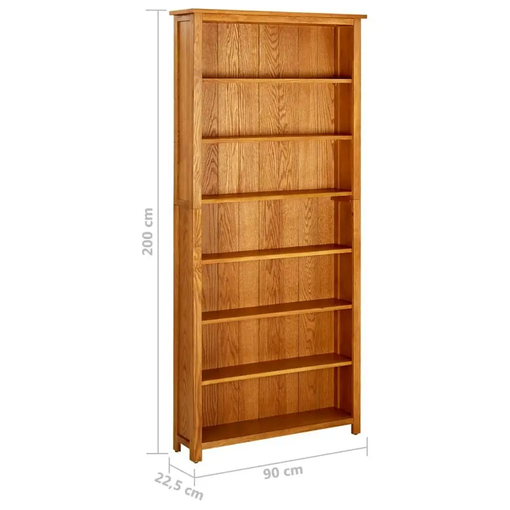 7-Tier Bookcase 90x22.5x200 cm Solid Oak Wood 288475