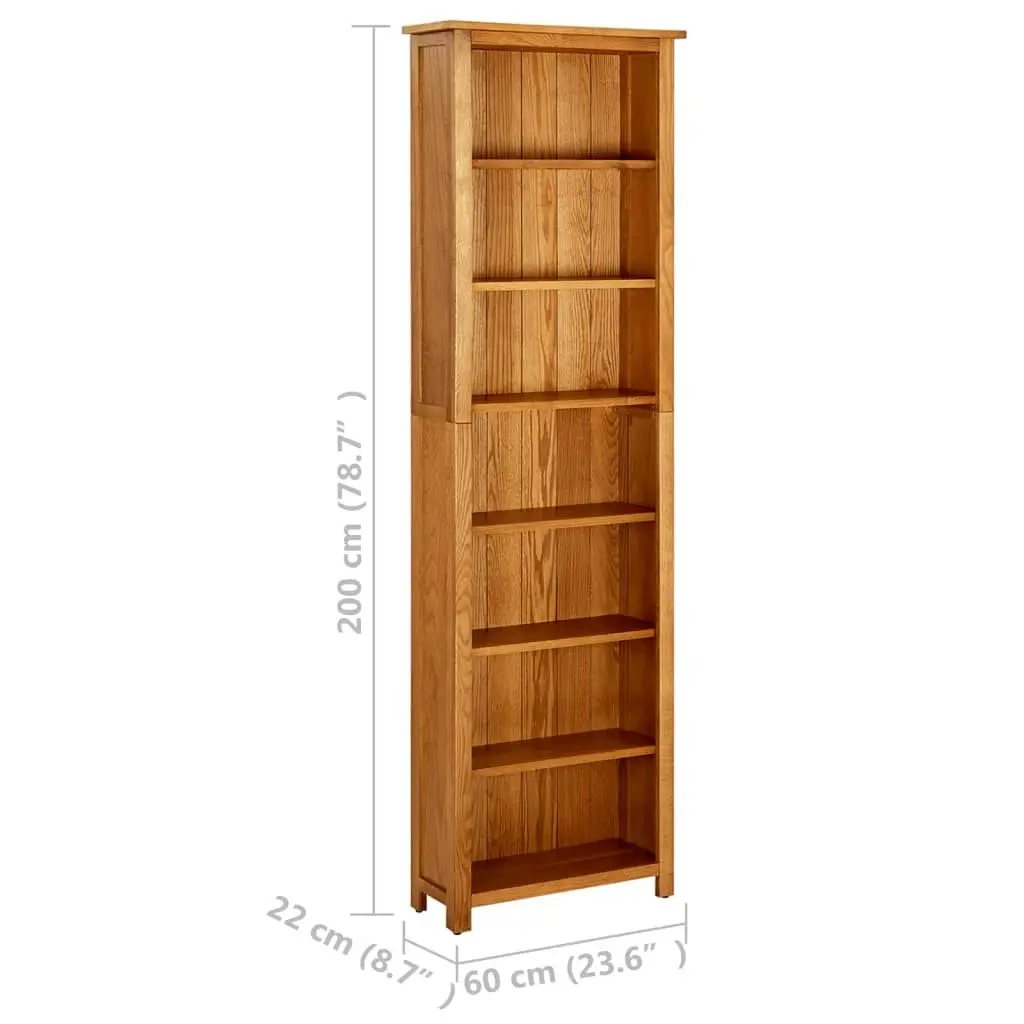 7-Tier Bookcase 60x22x200 cm Solid Oak Wood 331743