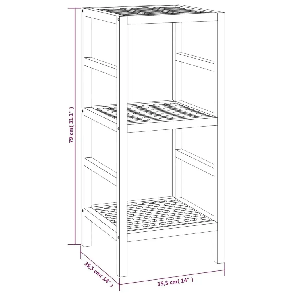 Bathroom Shelf 35.5x35.5x79 cm Solid Wood Walnut 350363