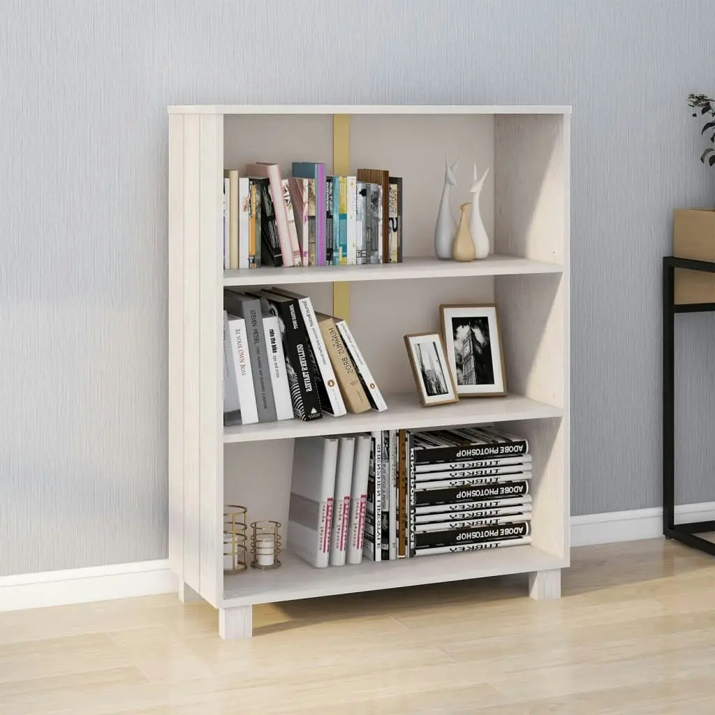 Book Cabinet "HAMAR" White  85x35x112 cm Solid Wood Pine 340485