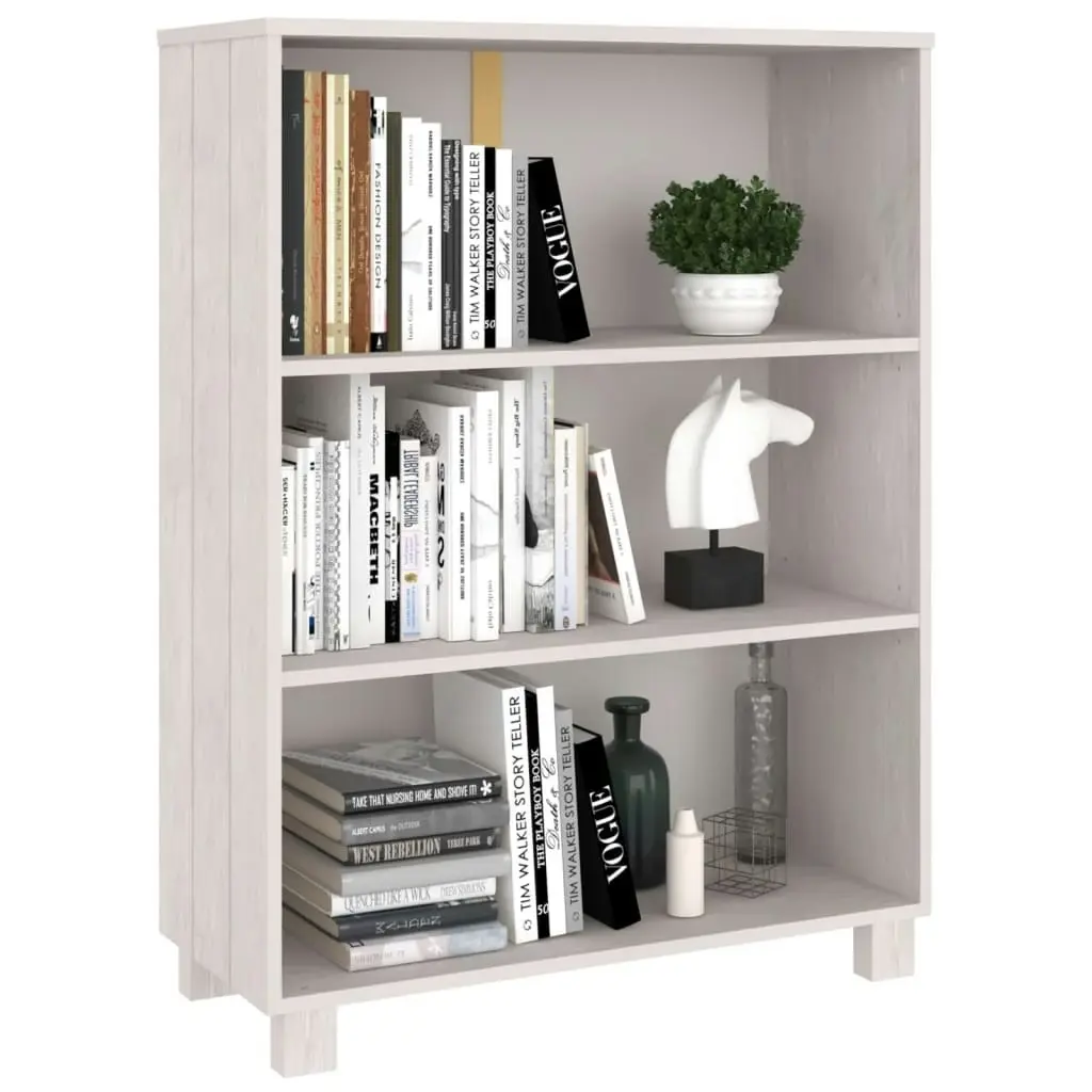 Book Cabinet "HAMAR" White  85x35x112 cm Solid Wood Pine 340485