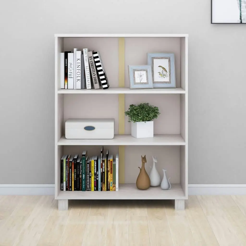 Book Cabinet "HAMAR" White  85x35x112 cm Solid Wood Pine 340485