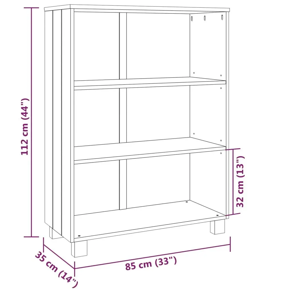 Book Cabinet "HAMAR" White  85x35x112 cm Solid Wood Pine 340485