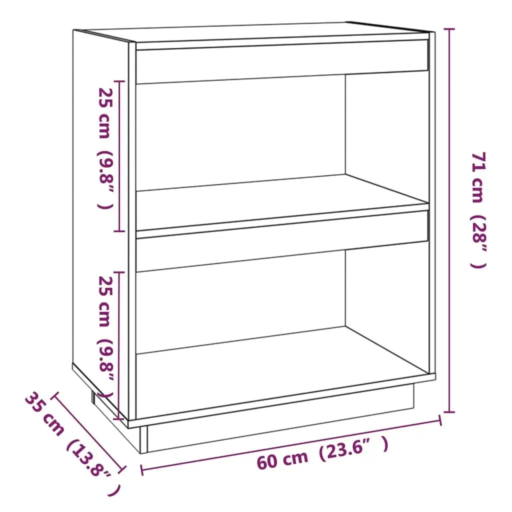 Book Cabinet 60x35x71 cm Solid Pinewood 810859