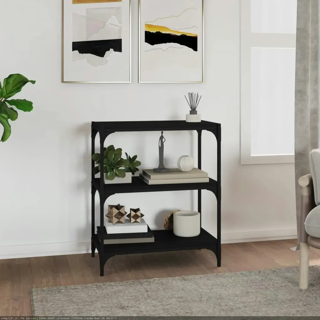 Book Cabinet Black 60x33x70.5 cm Engineered Wood and Steel 819322