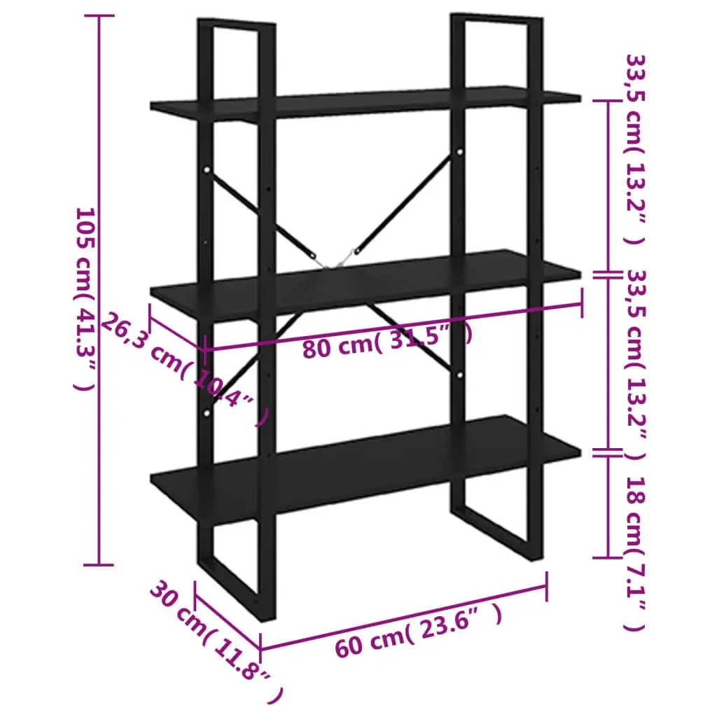 Book Cabinet Black 80x30x105 cm Engineered Wood 806528