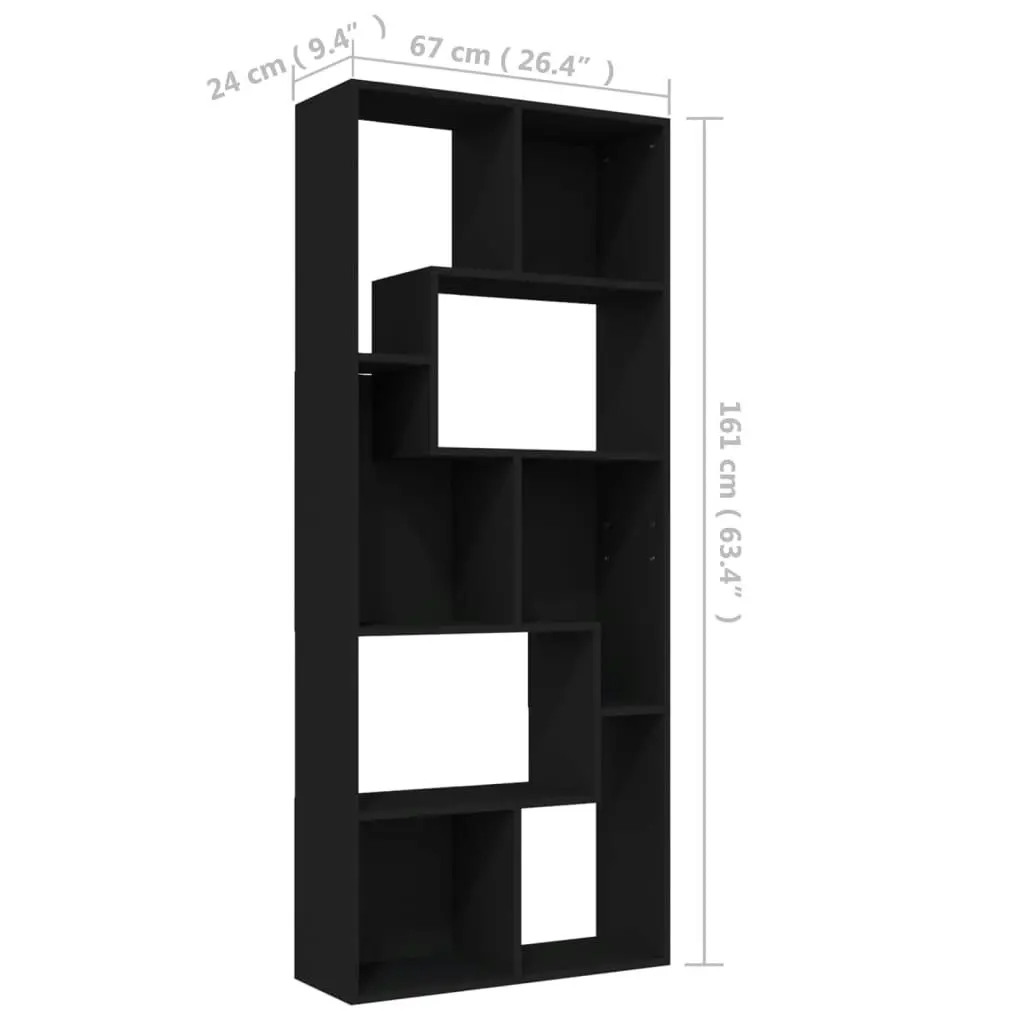 Book Cabinet Black 67x24x161 cm Engineered Wood 801878