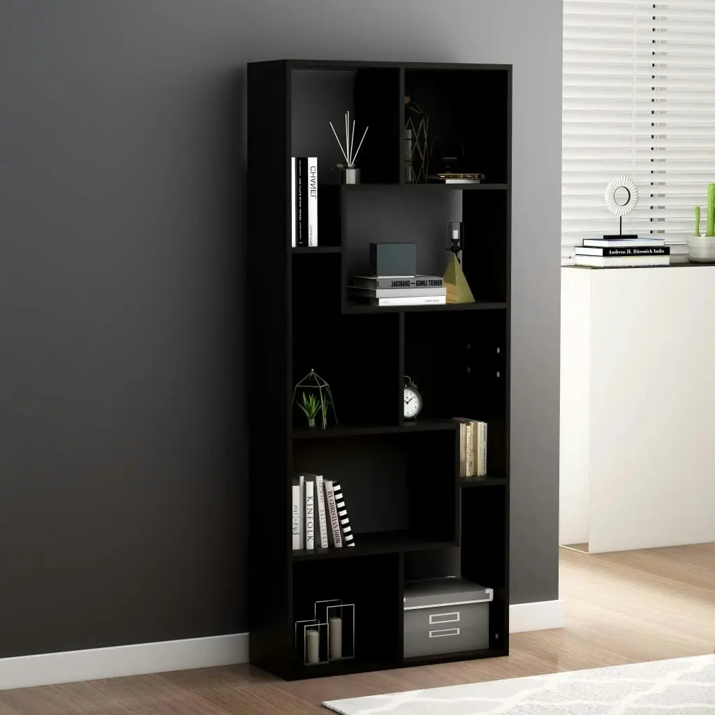 Book Cabinet Black 67x24x161 cm Engineered Wood 801878