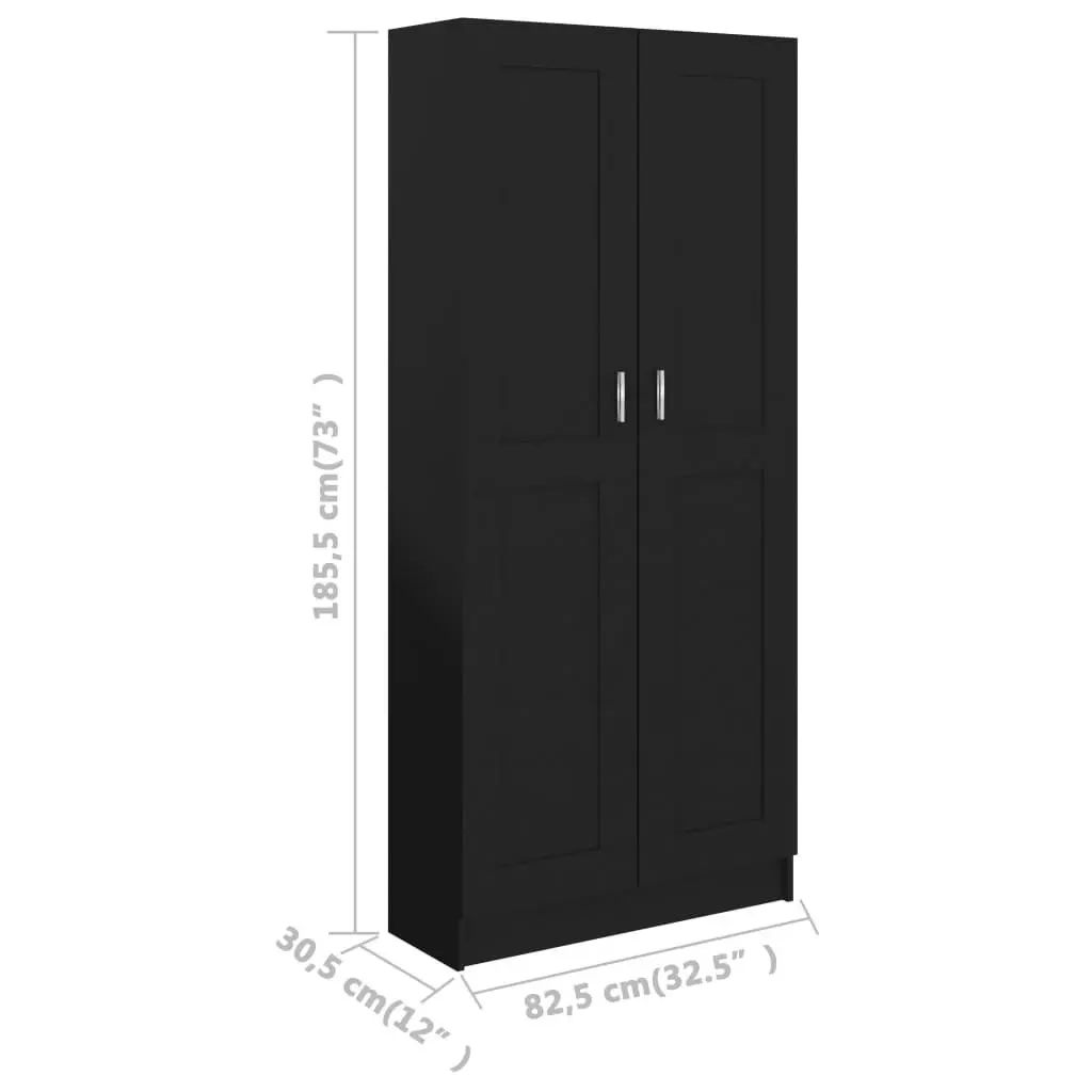 Book Cabinet Black 82.5x30.5x185.5 cm Engineered Wood 802733