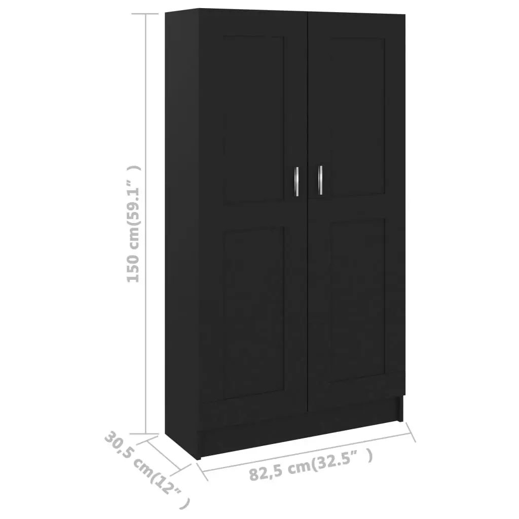 Book Cabinet Black 82.5x30.5x150 cm Engineered Wood 802724