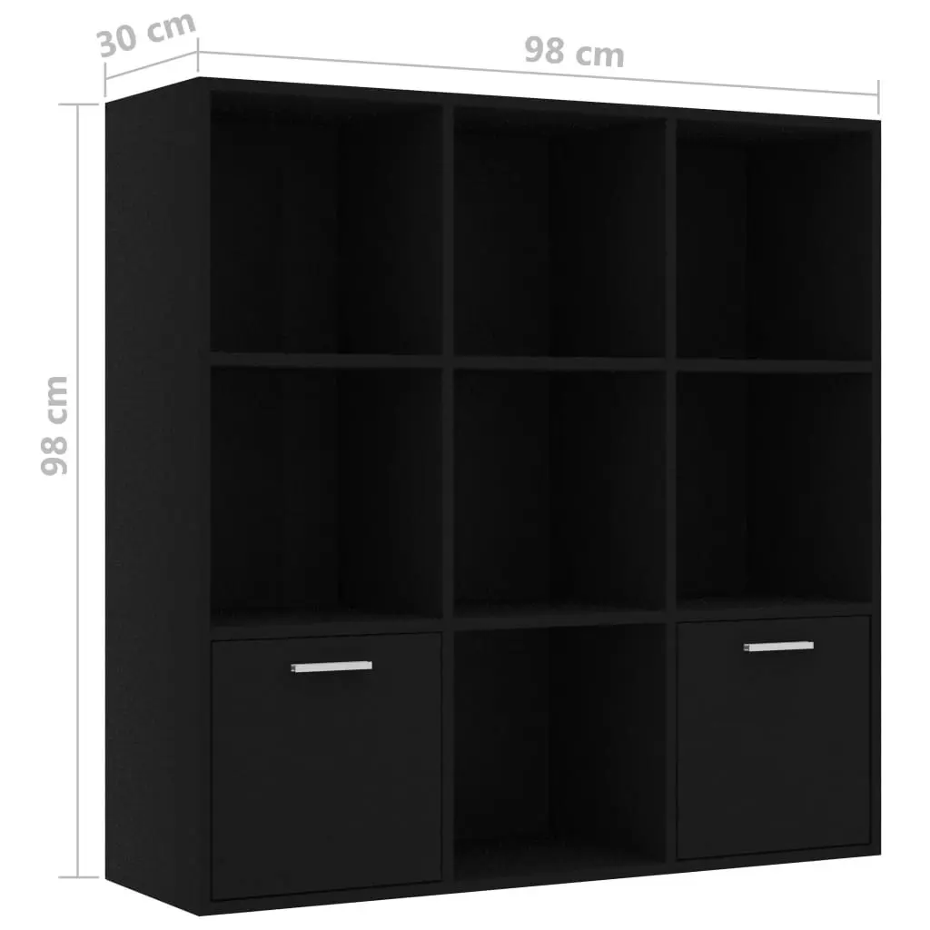 Book Cabinet Black 98x30x98 cm Engineered Wood 801117