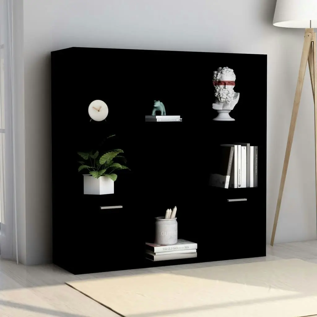 Book Cabinet Black 98x30x98 cm Engineered Wood 801117